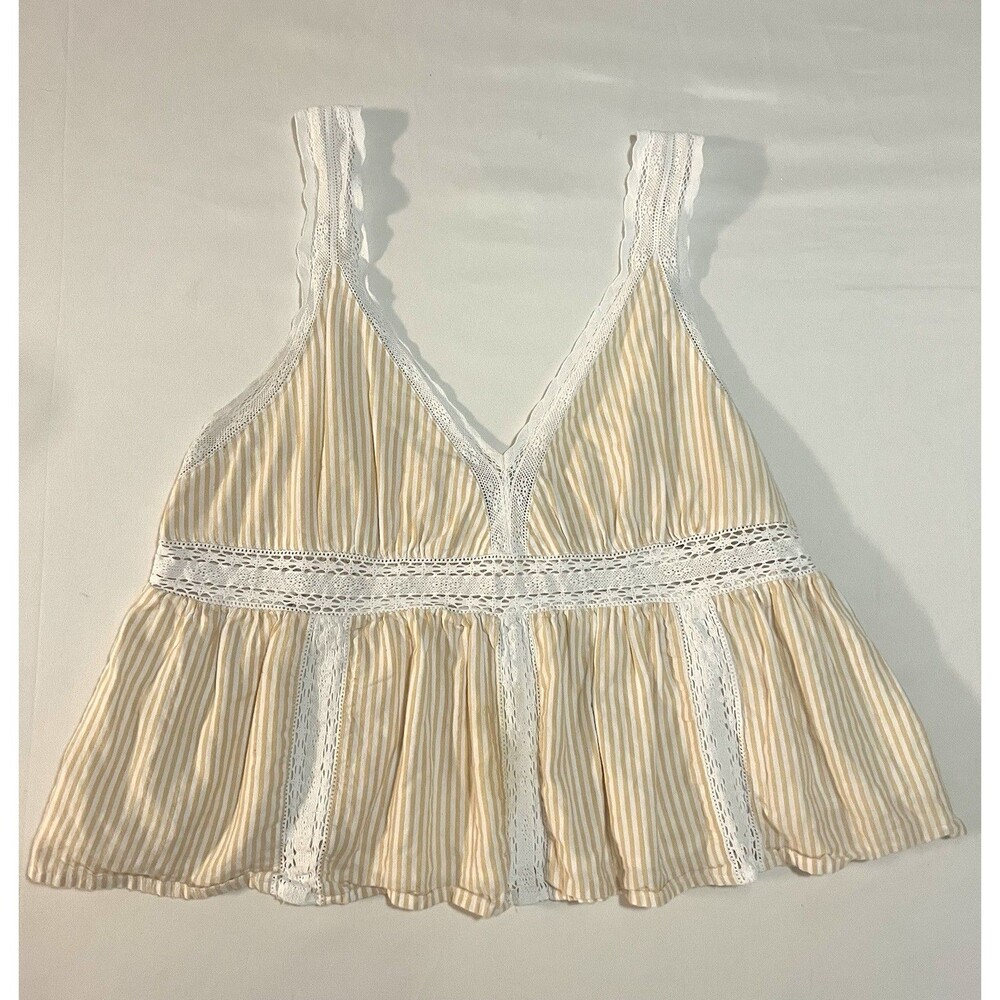 American Eagle Lace Babydoll Crop Top, a 100% cotton L Lined Coquette Y2K Summer
